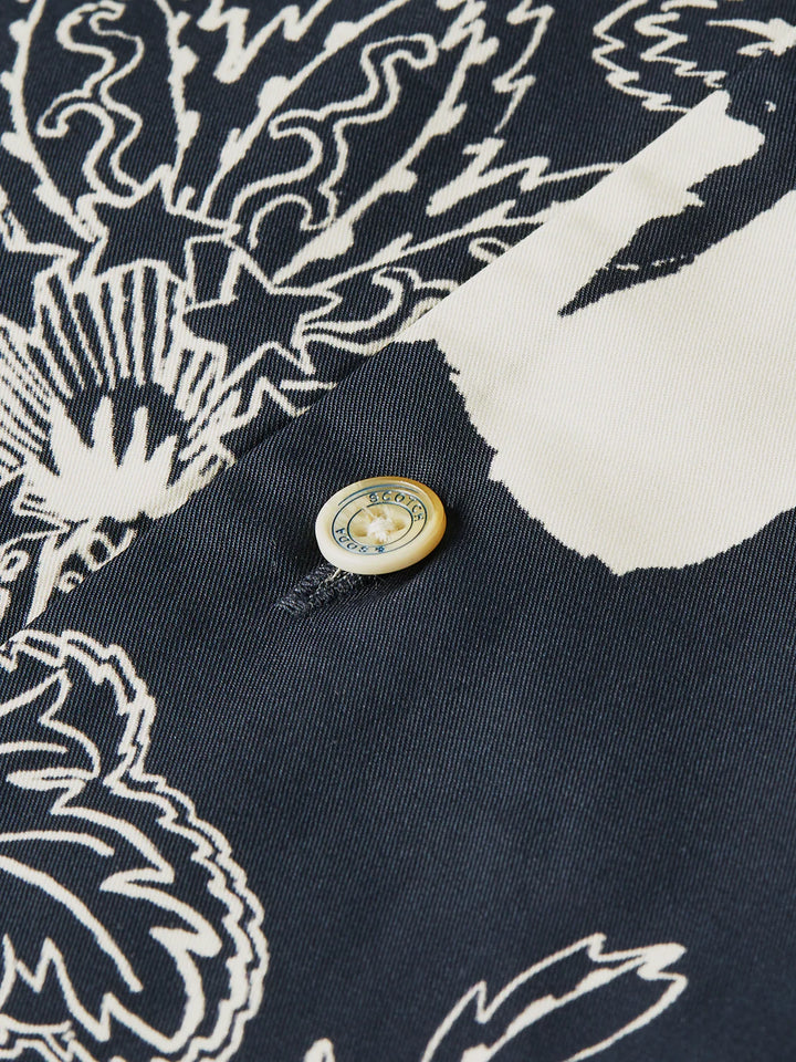 PRINTED RELAXED SHORT SLEEVE SHIRT "HORSE BANDANA DRESS BLUES"