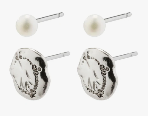 PILGRIM JOLA PEARL EARRING SET SILVER PLATED