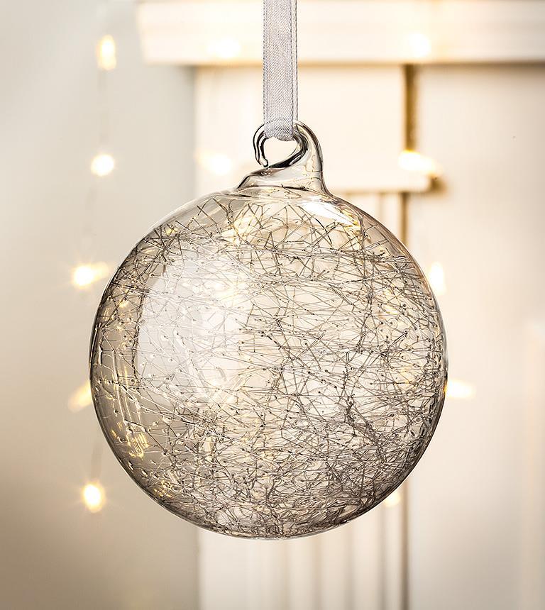 BALL ORNAMENT WITH GLASS THREADS - 3.25''D