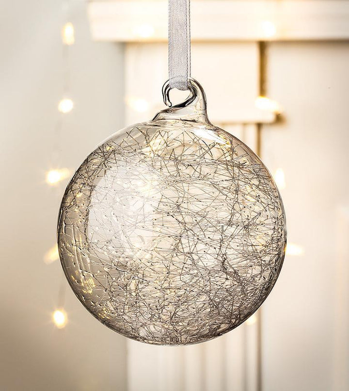 BALL ORNAMENT WITH GLASS THREADS - 3.25''D