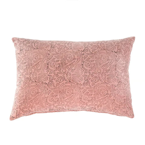 INDABA 16X24 PRINTED VELVET PILLOW - ROSE