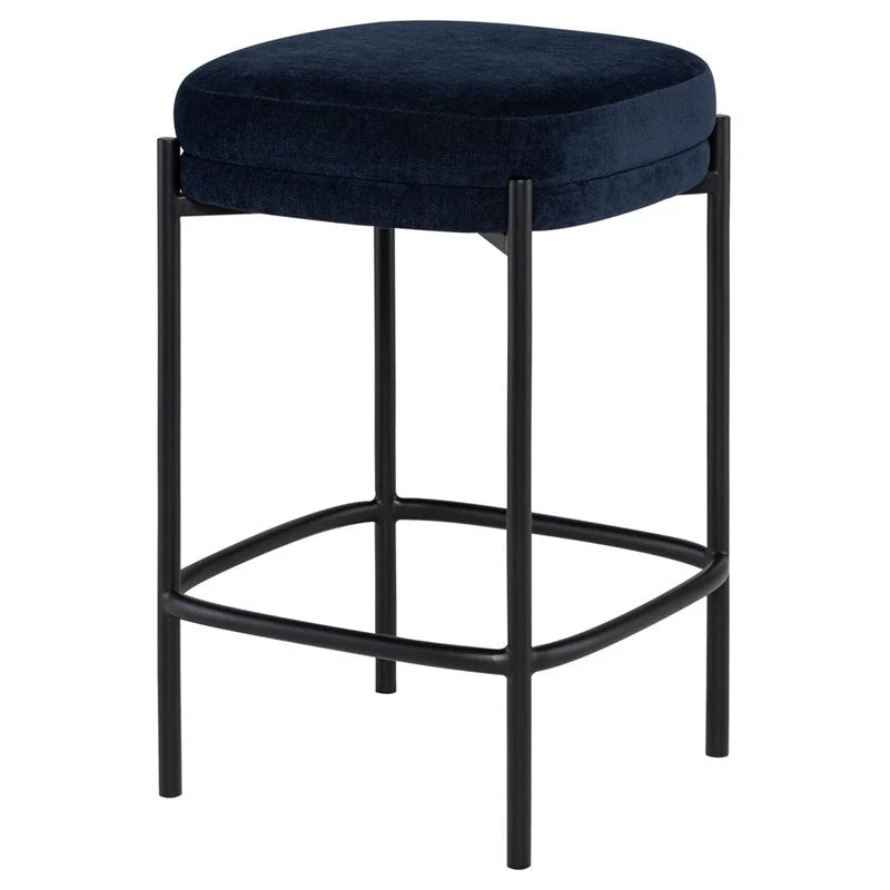 INNA BACKLESS BAR STOOL "MIDNIGHT BLUE"