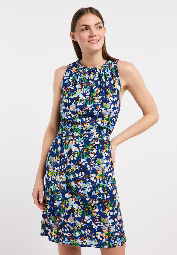 ISALIE PRINT DRESS "NIGHT BLUE"