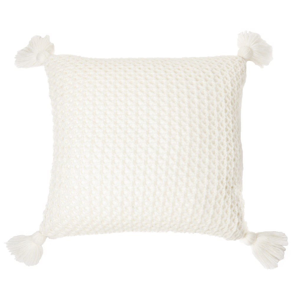 BRUNELLI JANICK WHITE KNIT DECORATIVE PILLOW