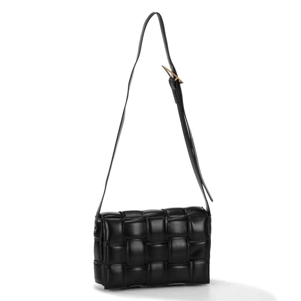 Woven Vegan Leather Crossbody Bag