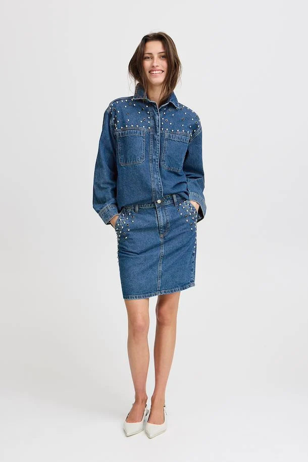 B.YOUNG KAPUCA SKIRT - MID BLUE DENIM