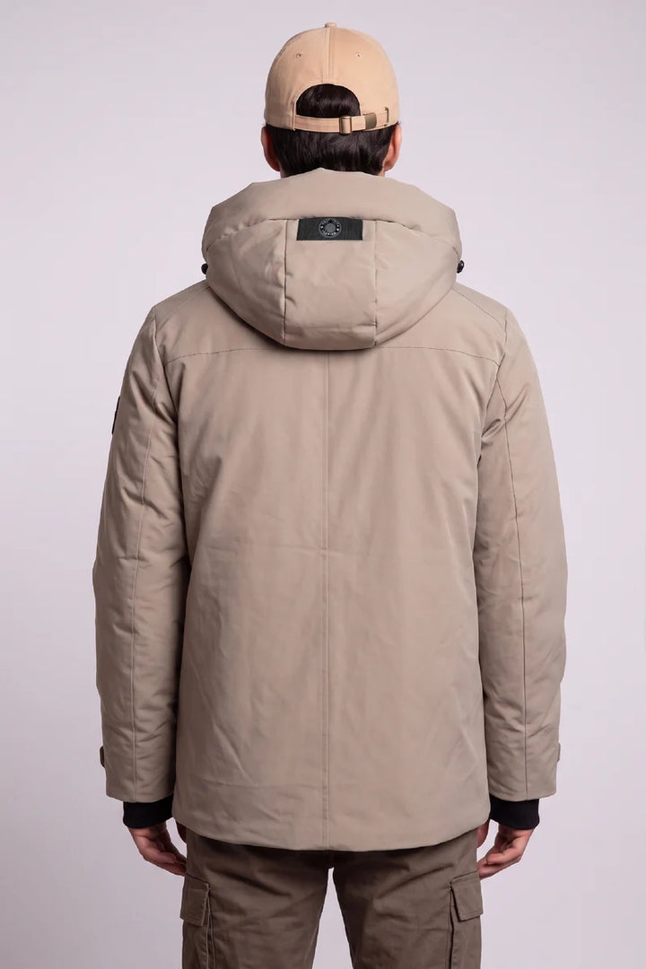 KIRKLAND - HOODED PUFF TECHNOLOGY PUFFER JACKET WITH HEAT-SEALED POCKETS "FOSSIL"