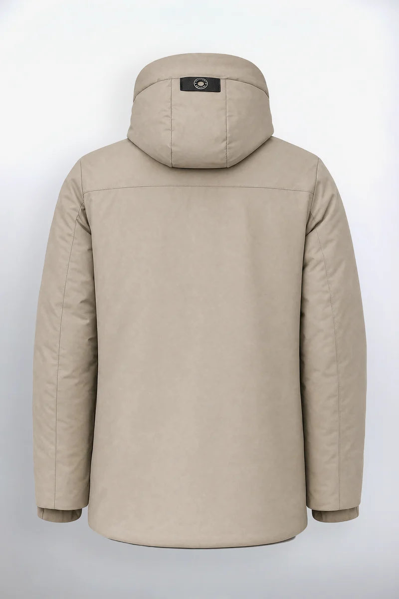 KIRKLAND - HOODED PUFF TECHNOLOGY PUFFER JACKET WITH HEAT-SEALED POCKETS "FOSSIL"