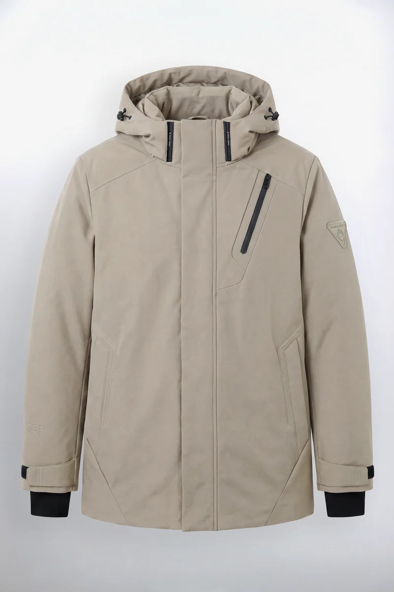 KIRKLAND - HOODED PUFF TECHNOLOGY PUFFER JACKET WITH HEAT-SEALED POCKETS "FOSSIL"