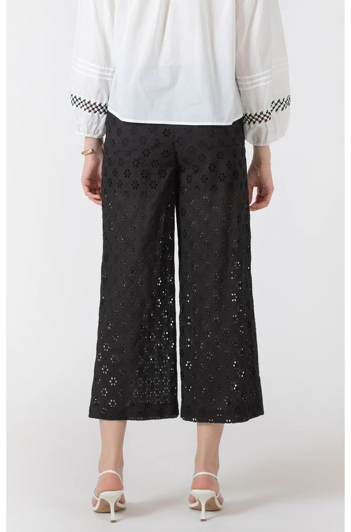 OPENWORK EMBROIDERY TROUSERS "BLACK"