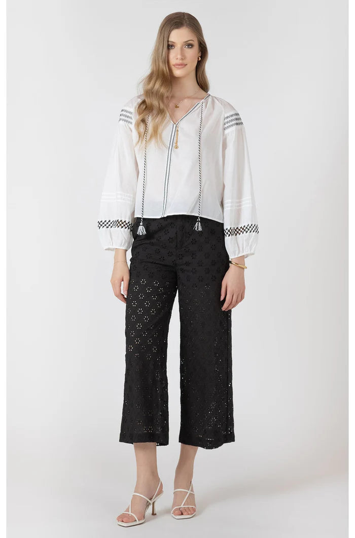 OPENWORK EMBROIDERY TROUSERS "BLACK"