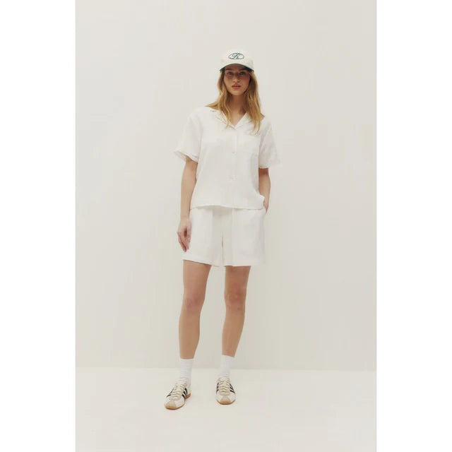 LACE LINEN SHORTS "IVORY"