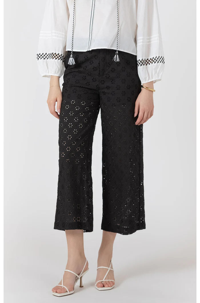 OPENWORK EMBROIDERY TROUSERS "BLACK"