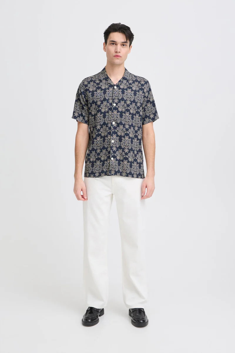 CFLINDAHL AOP RESORT SHIRT "NAVY BLAZER"
