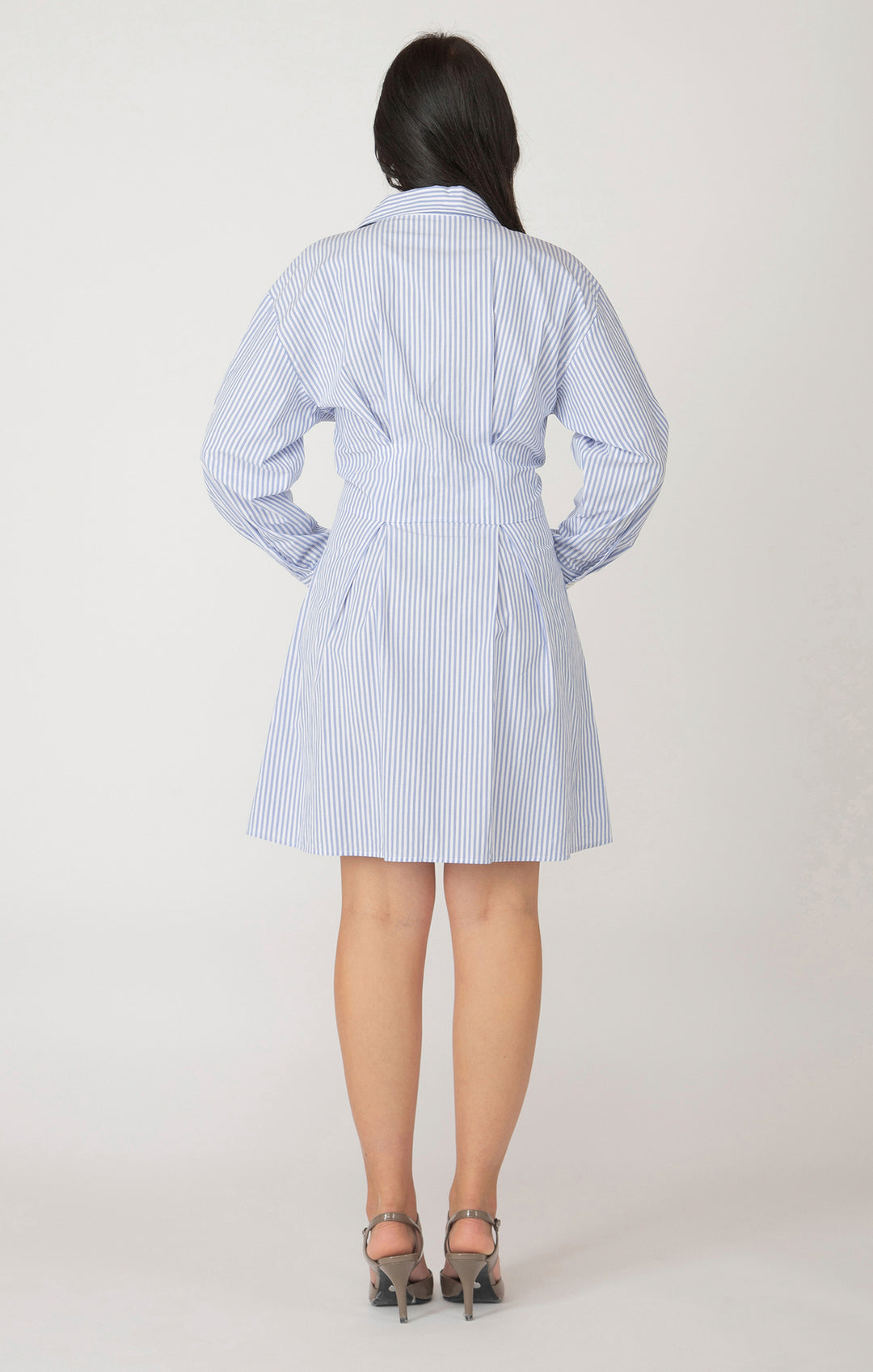 LS CINCHED WAIST SHIRT DRESS