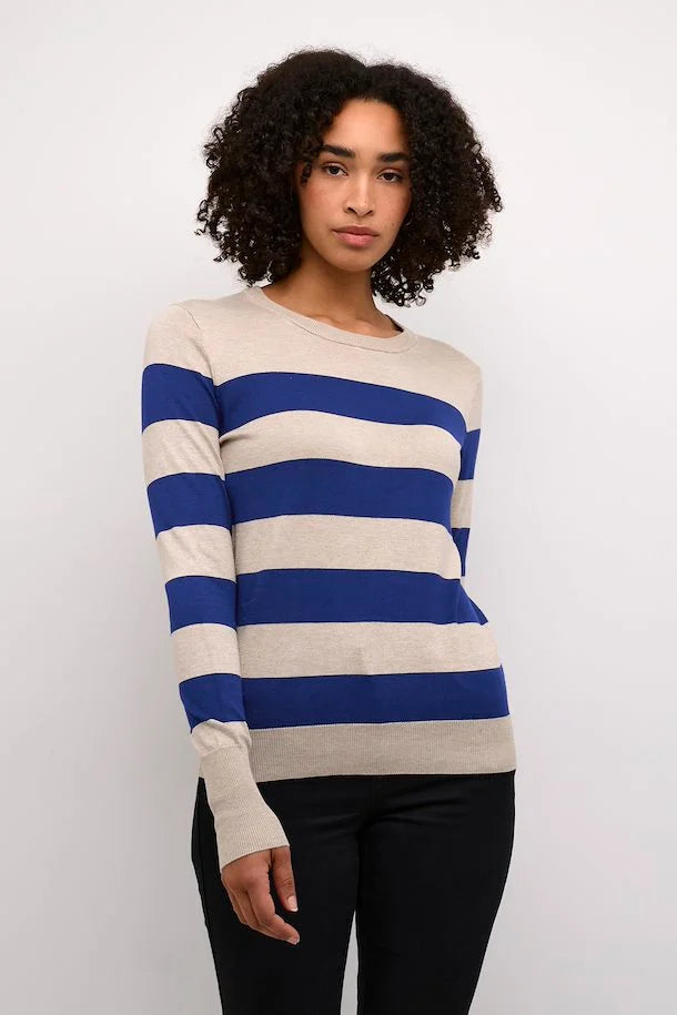 KALIZZA PULLOVER - BLUE & FEATHER GRAY MELANGE STRIPE