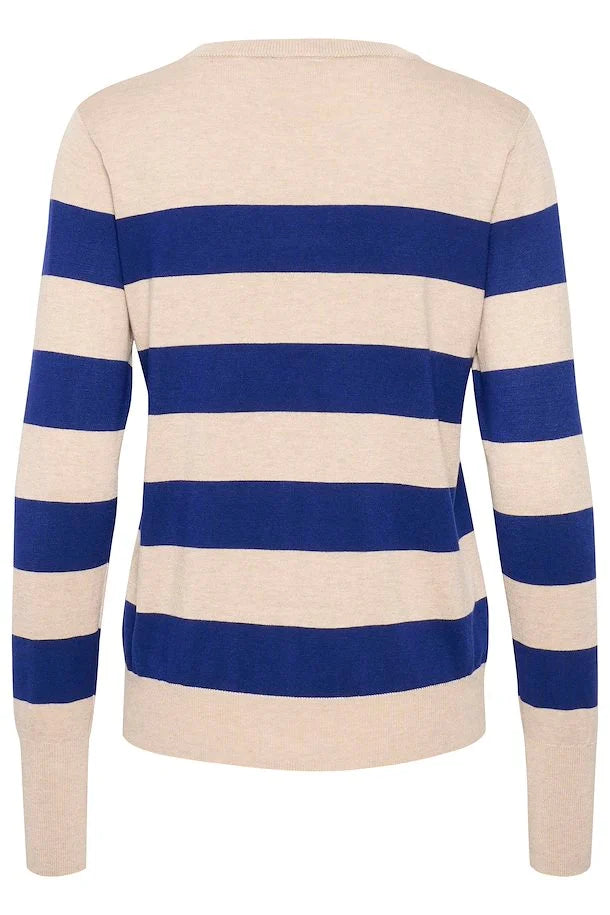 KALIZZA PULLOVER - BLUE & FEATHER GRAY MELANGE STRIPE