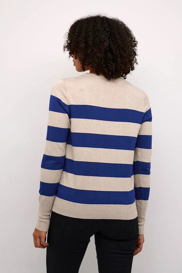 KALIZZA PULLOVER - BLUE & FEATHER GRAY MELANGE STRIPE