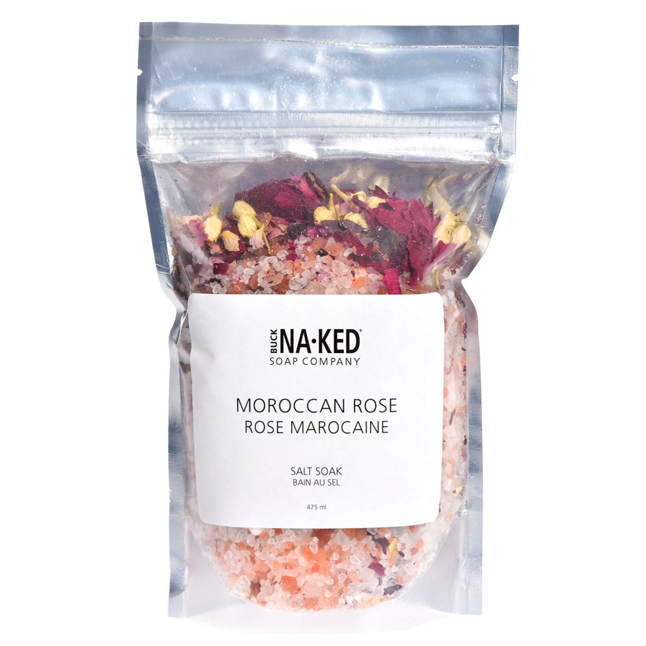 BUCK NAKED MOROCCAN ROSE SALT SOAK - 475ml