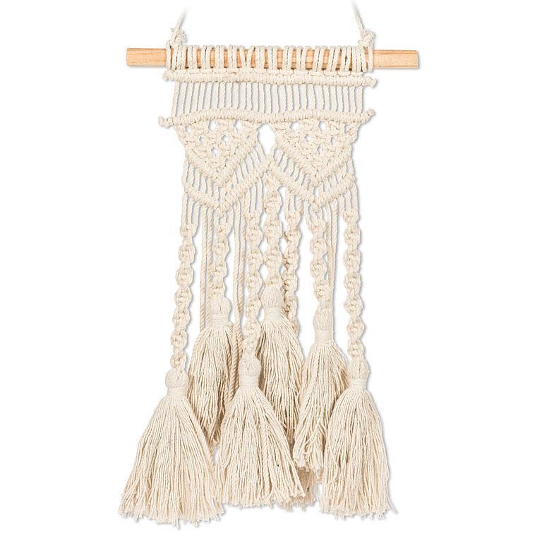 SMALL MACRAME HANGING WITH TASSLES 15.5''H