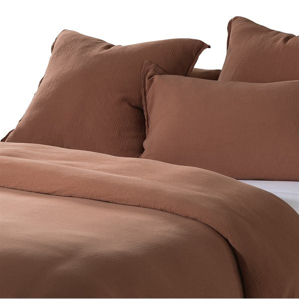 MUSLIN BROWN DOUBLE/QUEEN DUVET COVER