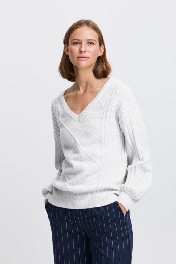 BYMEDI VNECK JUMPER "MARSHMALLOW MELANGE"