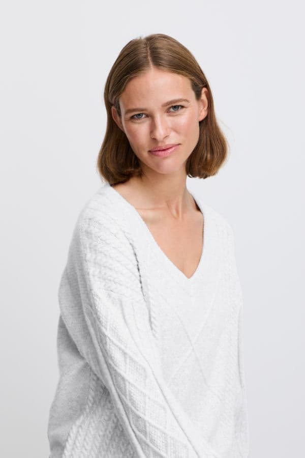 BYMEDI VNECK JUMPER "MARSHMALLOW MELANGE"