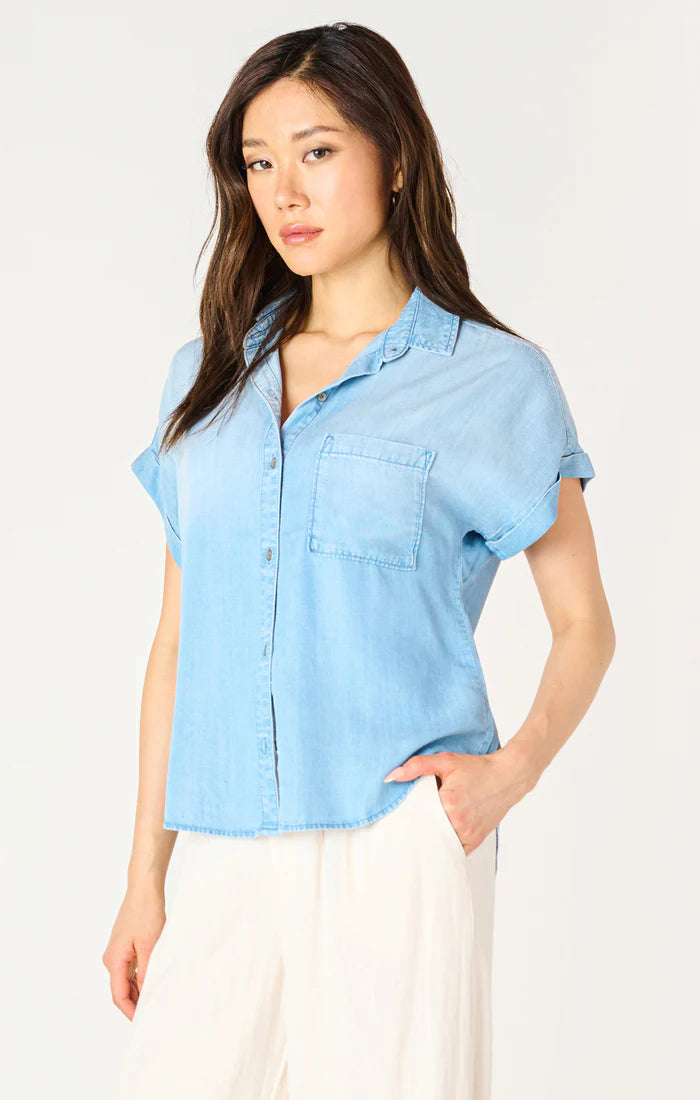 SS BUTTONDOWN BLOUSE "MEDIUM BLUE WASH"