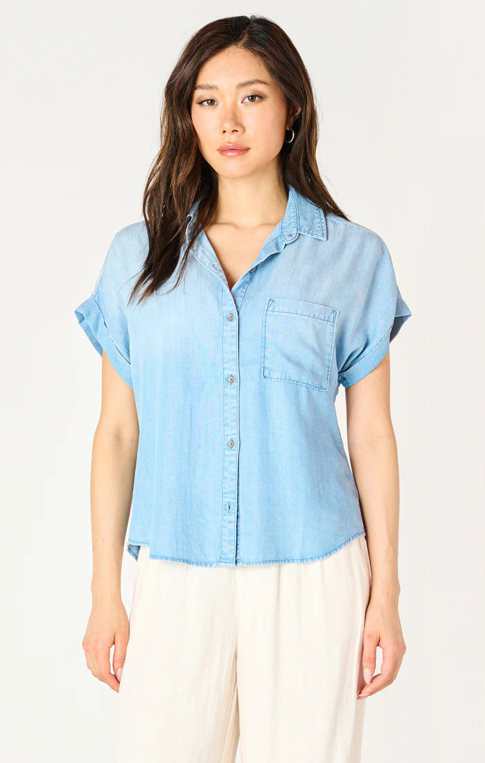 SS BUTTONDOWN BLOUSE "MEDIUM BLUE WASH"