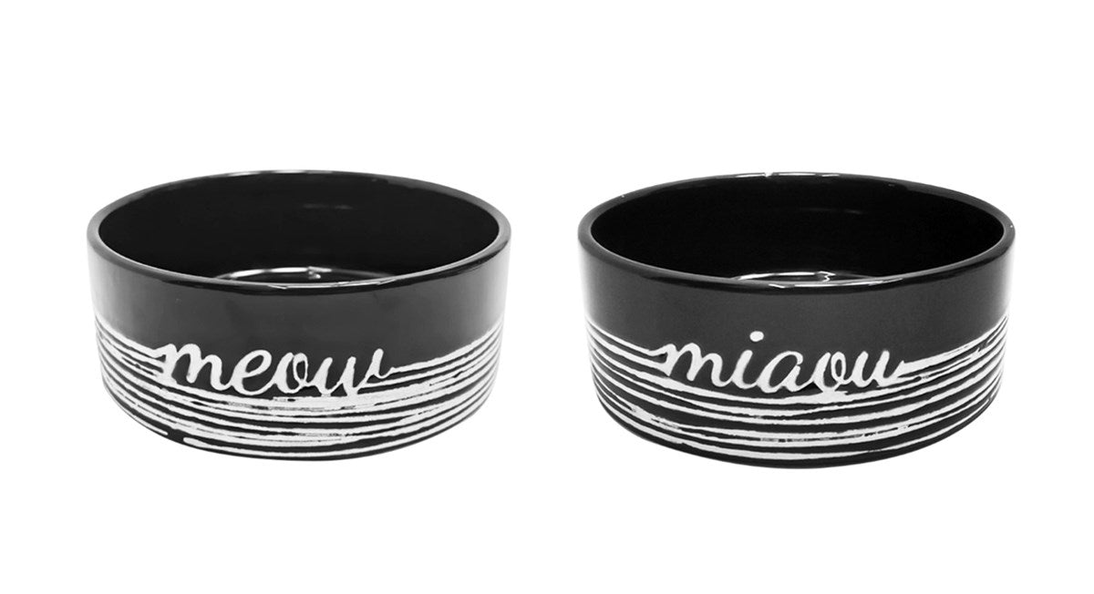 CERAMIC BOWL FOR CAT - BLACK