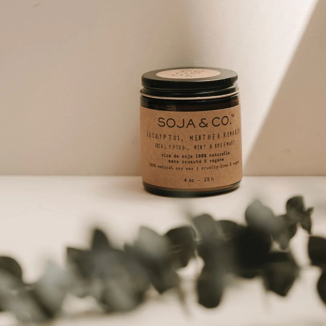 SOY WAX CANDLE - EUCALYPTUS, MINT & ROSEMARY 4OZ