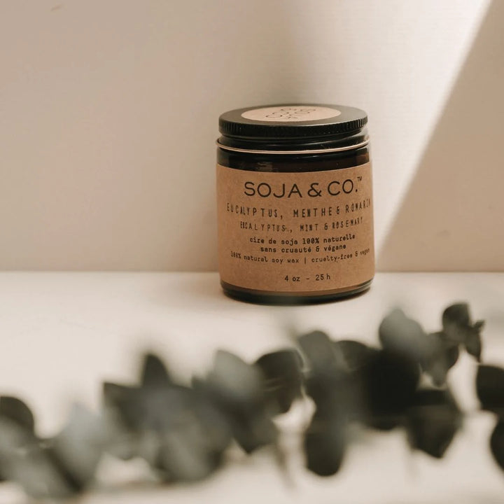 SOY WAX CANDLE - EUCALYPTUS, MINT & ROSEMARY 4OZ