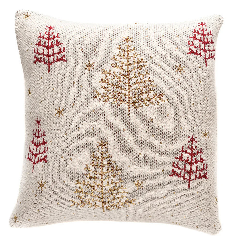 MOUNA CREAM DECORATIVE PILLOW WITH FIR TREES 18X18