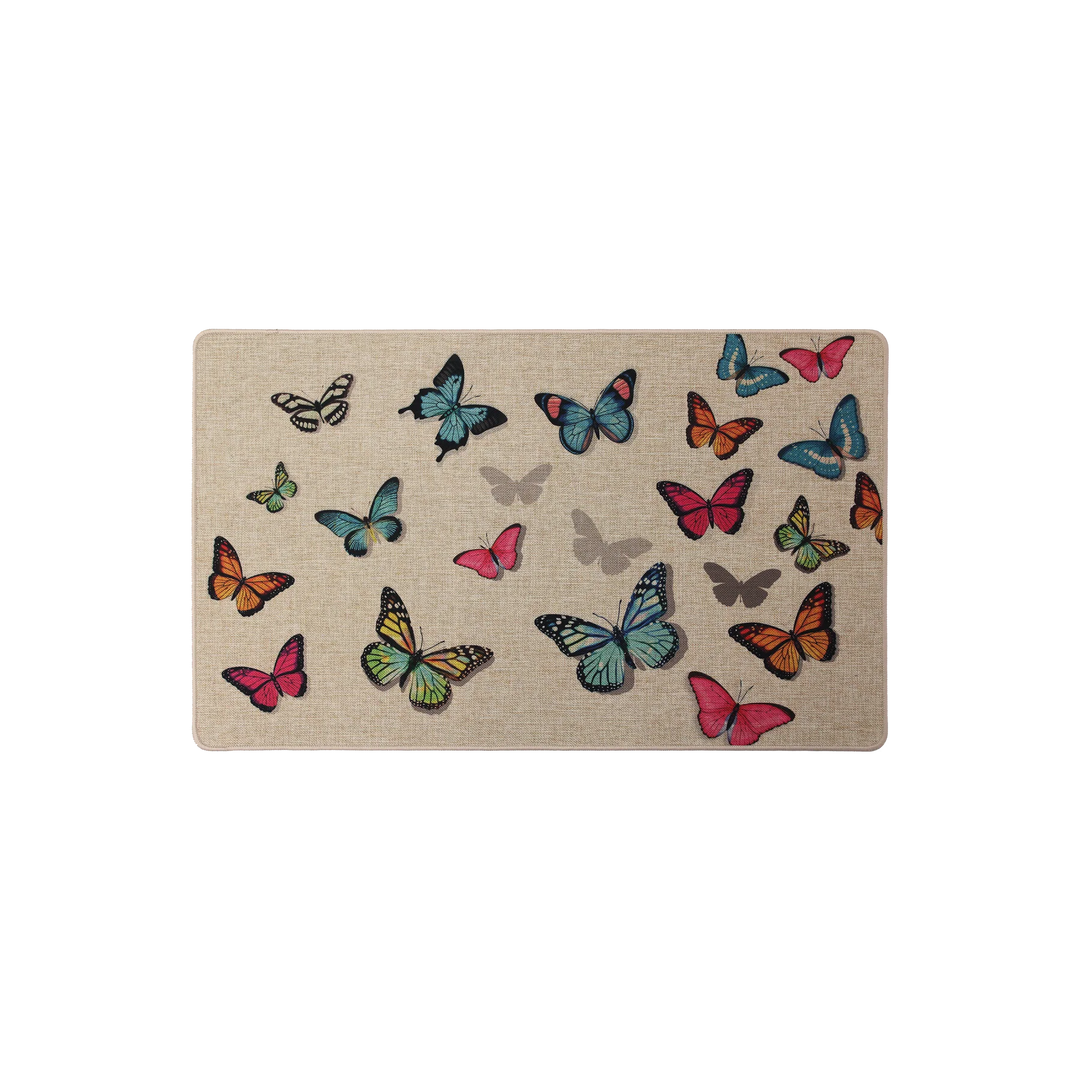 Avocado Decor Multicolour Butterflies Poly Mat - 1.5' x 2.5'