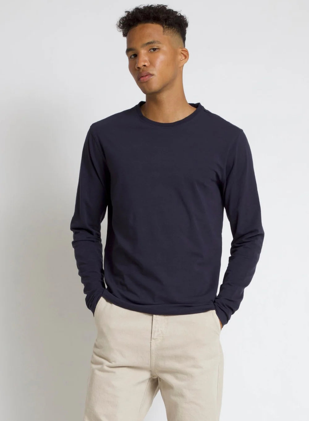 KEL LONG SLEEVE BASIC COTTON CREWNECK SHIRT