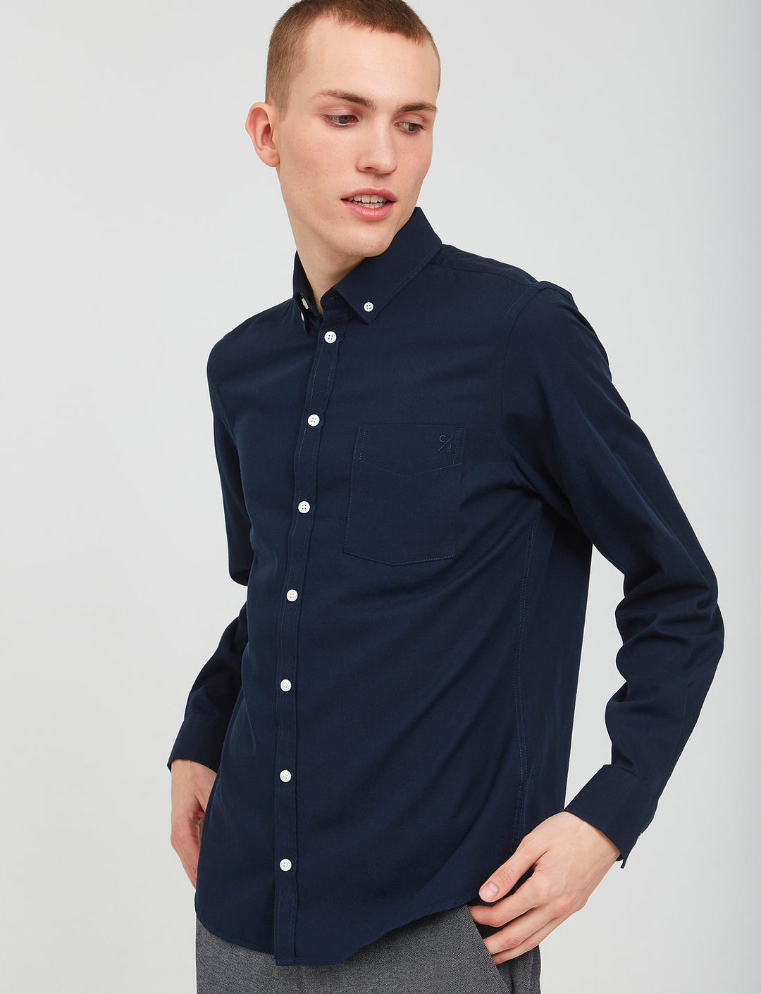 CFANTON BD LS LYOCELL SHIRT "NAVY BLAZER"