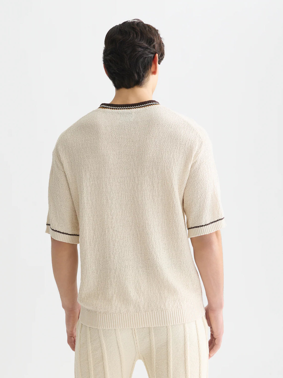 KNITTED COTTON RELAXED T-SHIRT "EGGNOG"