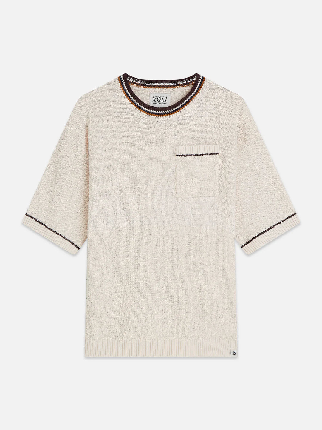 KNITTED COTTON RELAXED T-SHIRT "EGGNOG"
