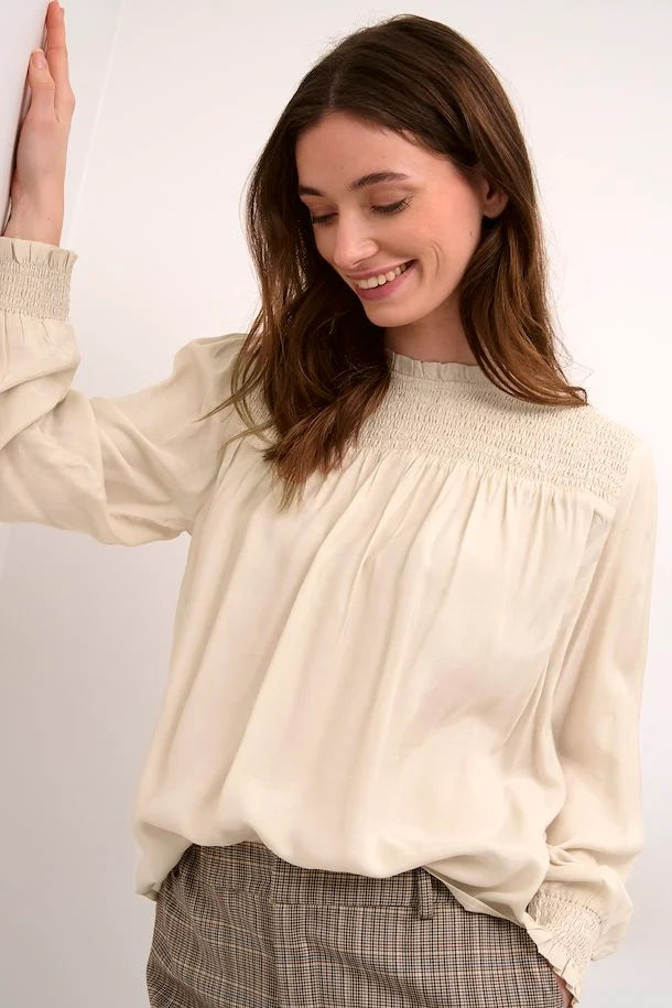 CRVILLEA KNIT BLOUSE - OAT MELANGE