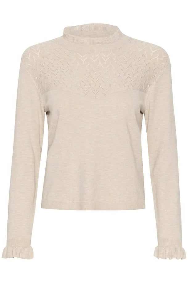 CRVILLEA KNIT BLOUSE - OAT MELANGE