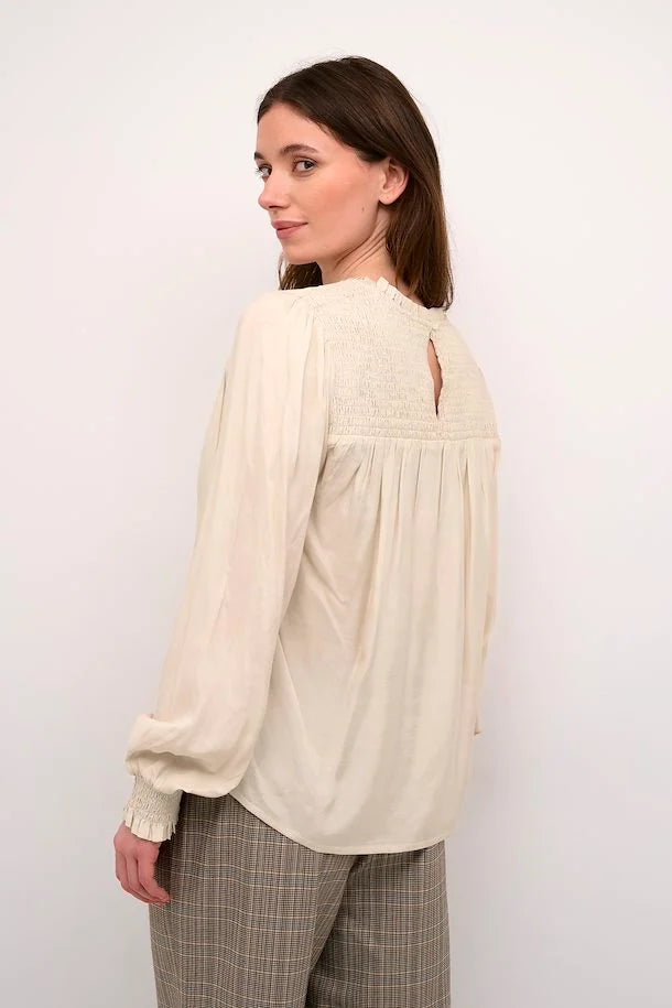 CRVILLEA KNIT BLOUSE - OAT MELANGE