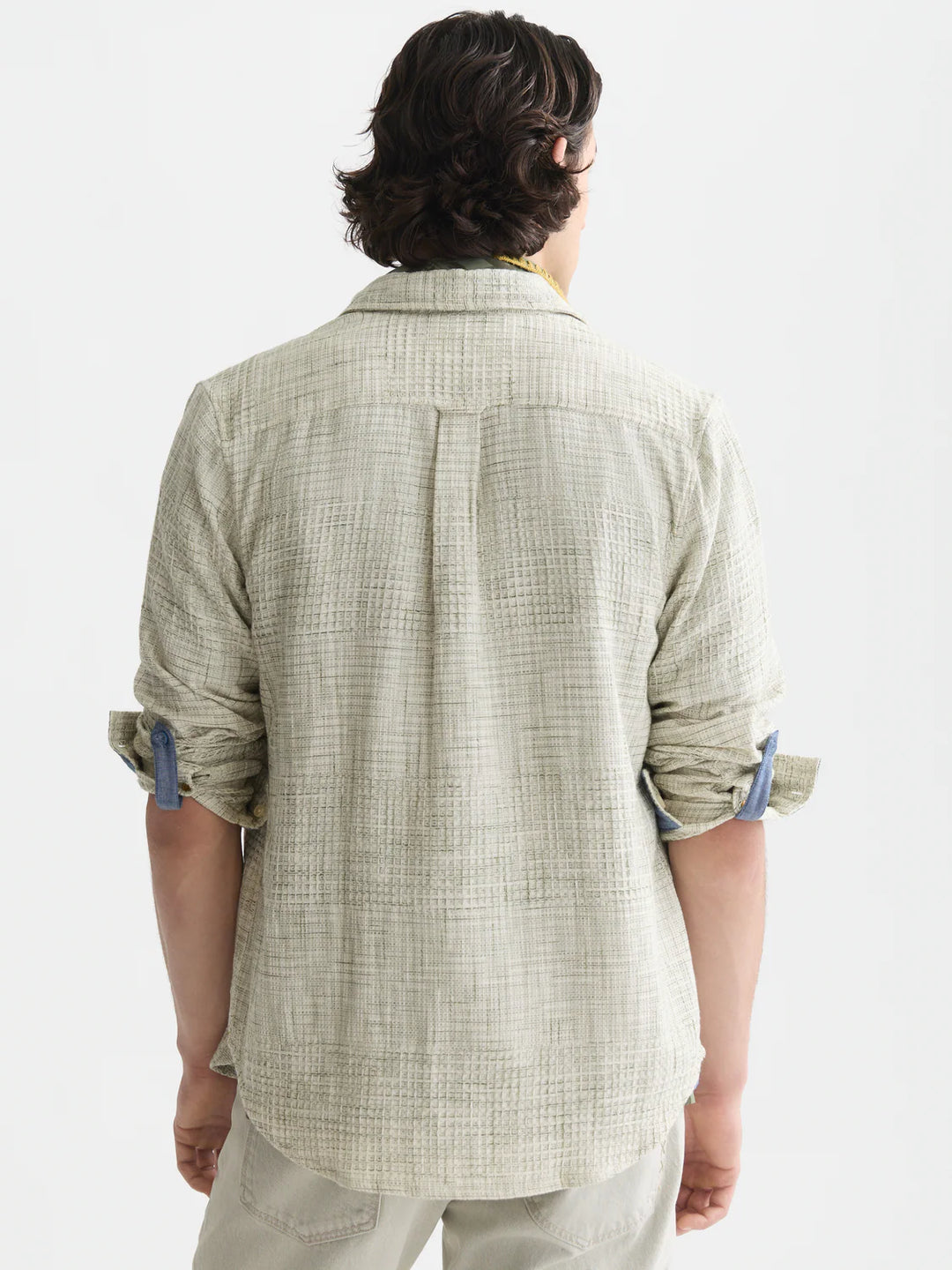 MELANGE WAFFLE SHIRT "OIL GREEN"
