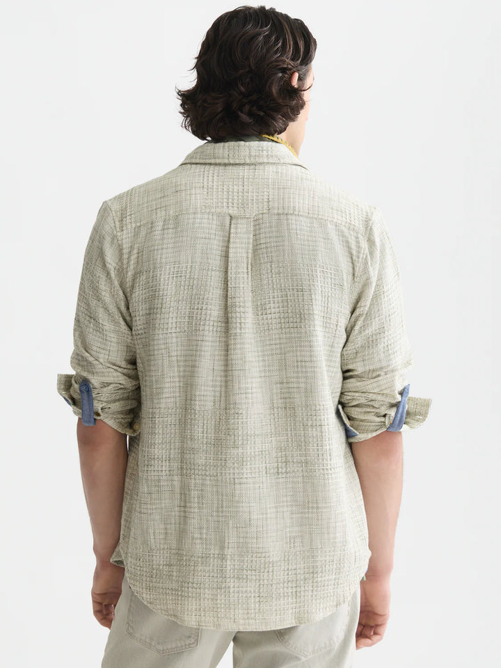 MELANGE WAFFLE SHIRT "OIL GREEN"