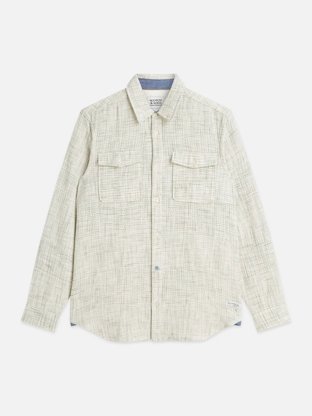 MELANGE WAFFLE SHIRT "OIL GREEN"