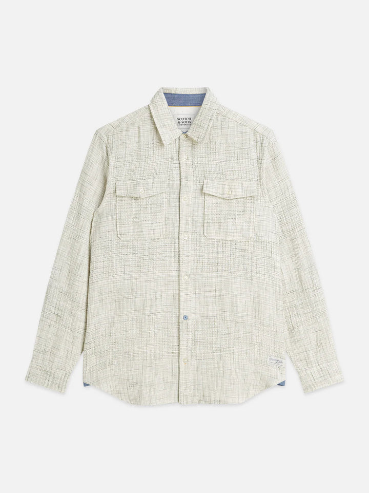 MELANGE WAFFLE SHIRT "OIL GREEN"