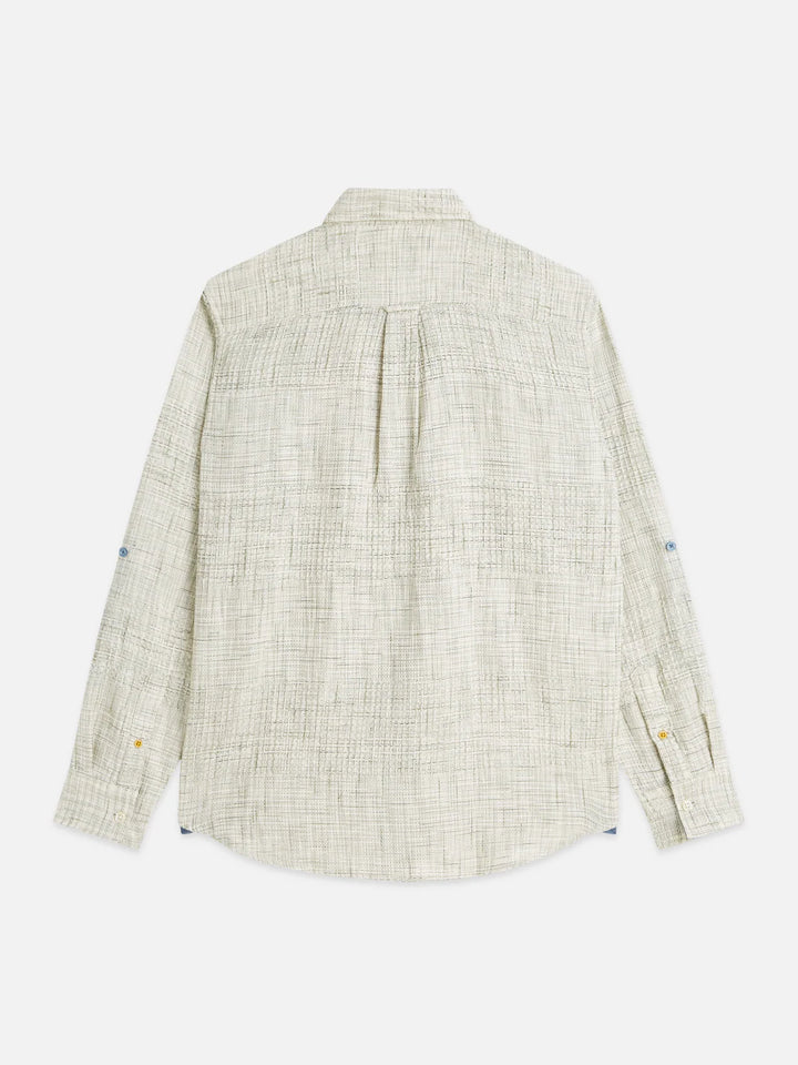 MELANGE WAFFLE SHIRT "OIL GREEN"