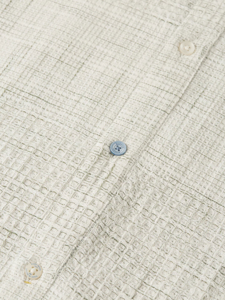 MELANGE WAFFLE SHIRT "OIL GREEN"