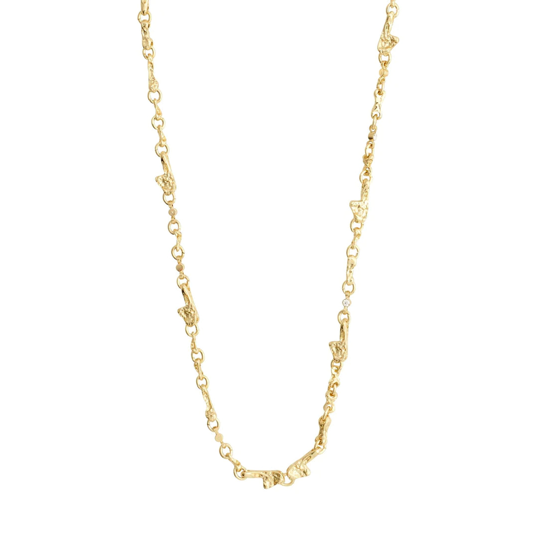 HALLIE Organic Shaped Crystal Necklace "Gold"