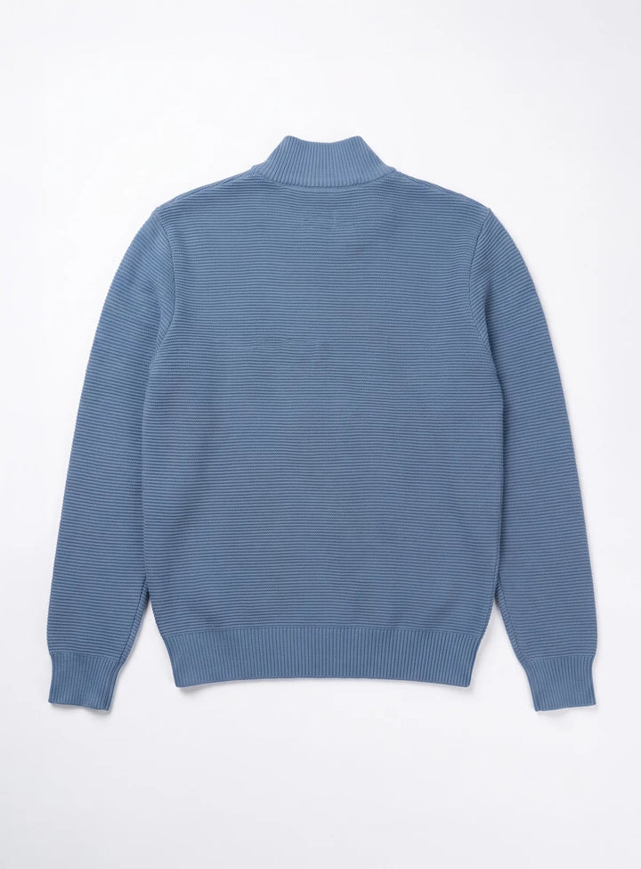 OSWALD - BONDED MOCK-ZIP SWEATER WITH POLAR-FEEL LINING "NAVAL MELANGE"