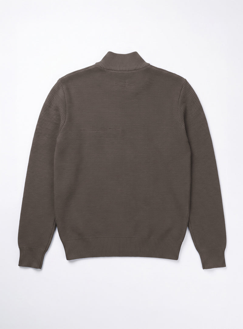OSWALD - BONDED MOCK-ZIP SWEATER WITH POLAR-FEEL LINING "FUDGE MELANGE"